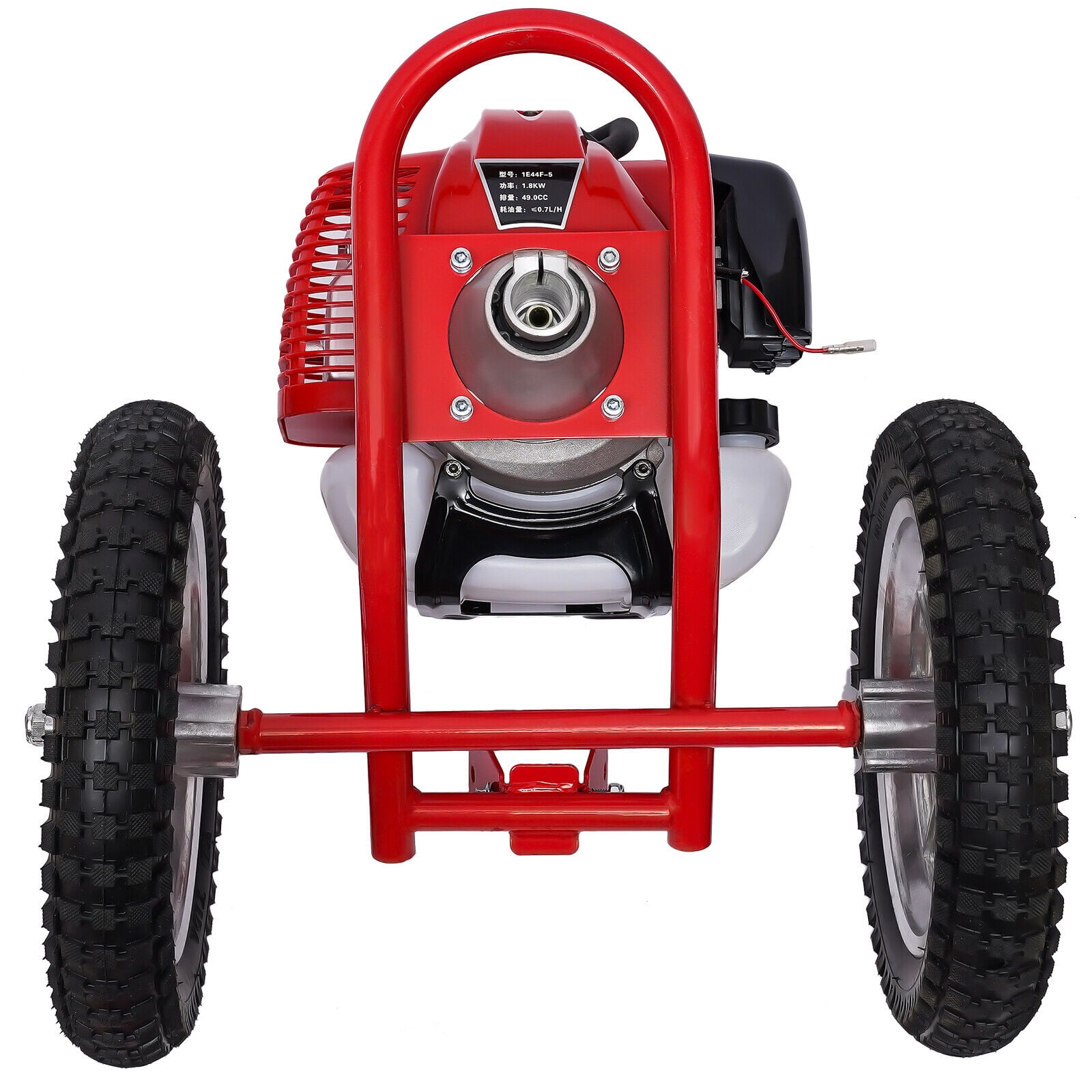 1.8KW 49CC Hand Push Type Grass Cutter Lawn Mower Trimmer Gasoline Brush Cutting Machine 6500-7000 RPM 57.1 × 17.2 × 27.6 in for Gardens, Lawns, Farms