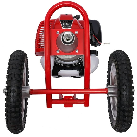 1.8KW 49CC Hand Push Type Grass Cutter Lawn Mower Trimmer Gasoline Brush Cutting Machine 6500-7000 RPM 57.1  17.2  27.6 in for Gardens, Lawns, Farms