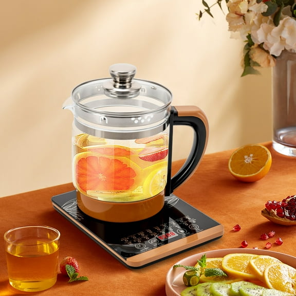 1.8L 800W Electric Glass Kettle with 18 Smart Menus, Auto Keep Warm, Stainless Steel Water Boiler for Tea, Coffee, Soup