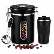 MoonTrek 60fl oz Airtight Coffee Canister with Scoop, Includes Insulated Mug
