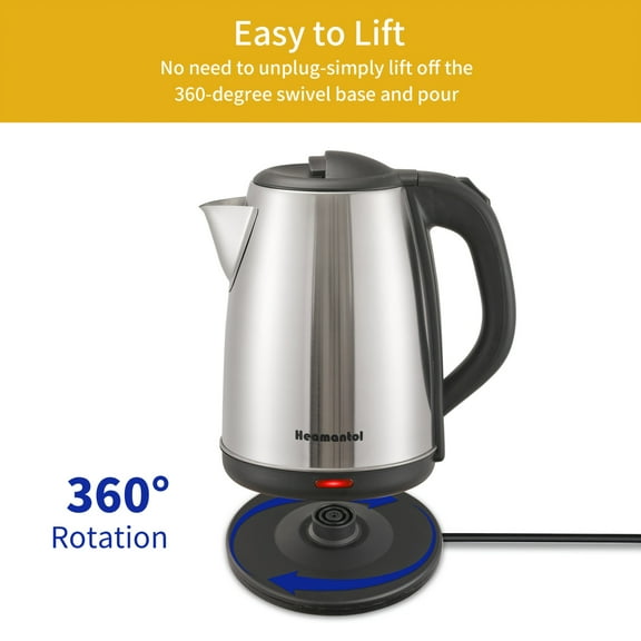 1.8L Electric Kettle Stainless Steel, Fast Boiling Water Heater with Auto Shut-Off & Boil-Dry Protection, LED Light for Coffee, Tea & Instant Drinks