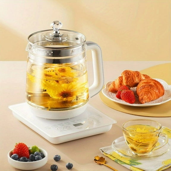 1.8L Multi-Function Electric Health Kettle with Thickened Glass Body and Removable Filter, 18 Preset Options for Versatile Beverage Preparation