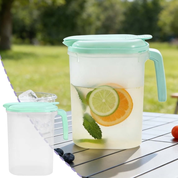 1.8L Plastic Water Bottle for Fridge, Heat Resisting Beverage Dispenser with Lidded Tea Strainer