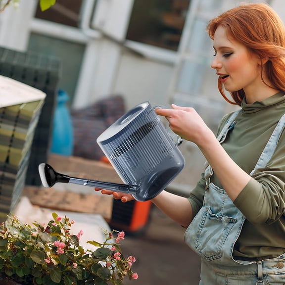 1.8L Premium Clear Plastic Watering Can for Plants - Long Spout with Detachable Nozzle, Large Capacity Indoor/Outdoor Garden Watering Can, Durable Multi-Purpose Design