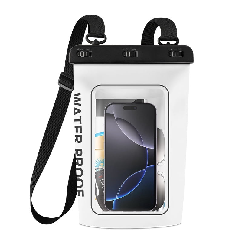 1.8L Waterproof Phone Pouch with Neck Strap, Universal Dry Bag for iPhone 16 15 14 13 Pro Max, Galaxy S24 S23 S25, Fits Up to 8", Ideal for Beach, Boating, Swimming, Travel, Durable PVC Material