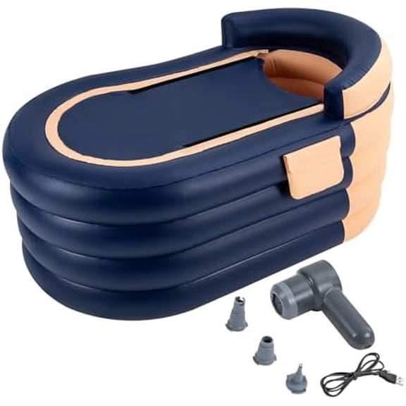 1.8M/5.9FT pORTABLE iNFLATABLE hOT tUB WITH eLECTRIC aIR pUMP, oUTDOOR & iNDOOR fREESTANDING fOLDABLE sPA tUB, iNFLATABLE bATHTUB FOR sWIMMING pOOL fAMILY bATHROOM oUTDOOR tRAVEL