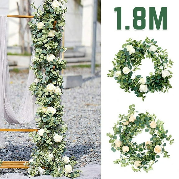 1.8M Artificial Eucalyptus Garland Hanging Rattan Wedding Greenery Home Decor Table Christmas Party Decorations Hotel or Cafe Decor