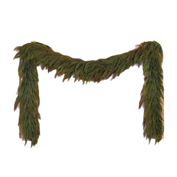 1.8M Artificial Norfolk Garland, Artificial Christmas Cedar Garland, Real Touch Cedar Garland, for Fireplace Mantle Fireplace Indoor Outdoor Holiday Party Home Decoration