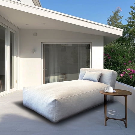1.8M Outdoor Oflin Patio Chaise Lounger - Foam Filled Daybeds (Light Gray)