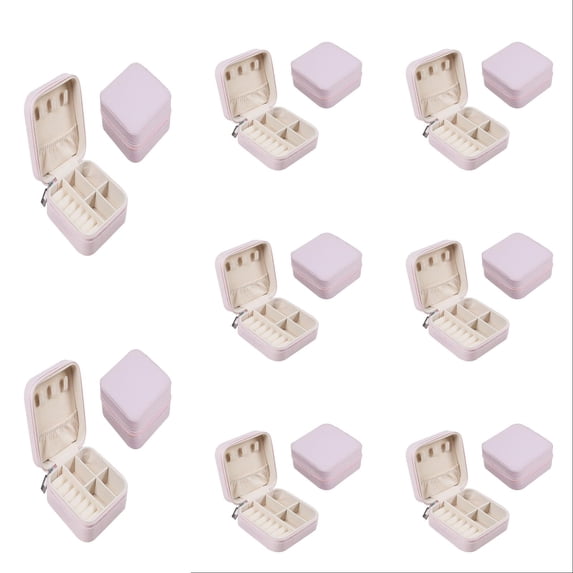 1-8PC Mini Travel Jewelry Case Bridesmaid Proposal Gift Box Small PU Leather Earring Organizer Bulk Portable Holder for Rings Necklaces Bracelets