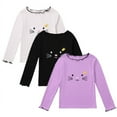 thumbnail image 1 of 1-8T Kids Baby Girls' Long Sleeve Basic Half Turtleneck T-Shirt Cat Printed Tops 3 Pack, 1 of 10