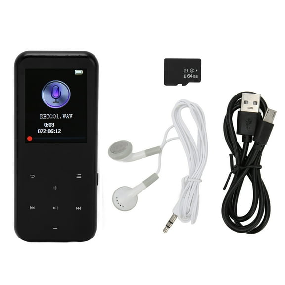 1.8in MP3 Player Bluetooth 5.0 Support FM Radio E Book HD Noise Reduction 16GB Flash Memory Music Player for Sport