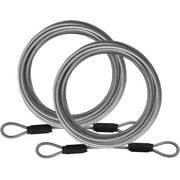 1/8inch Stainless Steel Security Cable 4/6/10/15FT Luggage Lock Safety Cable Wire Flexible Steel Cable Security Wire Rope with Double Loop (2 Pack)