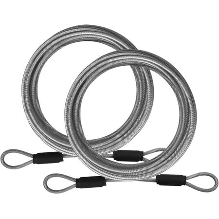 1/8inch Stainless Steel Security Cable 4/6/10/15FT Luggage Lock Safety Cable Wire Flexible Steel Cable Security Wire Rope with Double Loop (2 Pack)