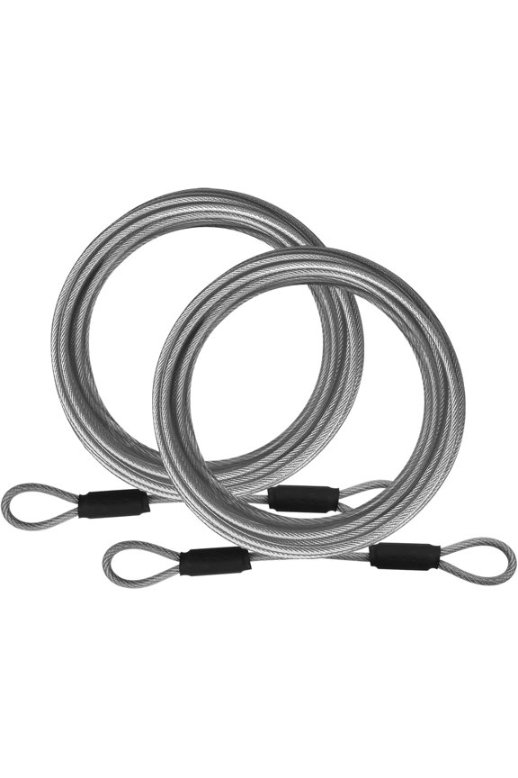 1/8inch Stainless Steel Security Cable 4/6/10/15FT Luggage Lock Safety Cable Wire Flexible Steel Cable Security Wire Rope with Double Loop (2 Pack)