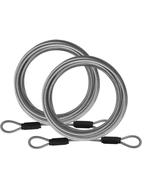 1/8inch Stainless Steel Security Cable 4/6/10/15FT Luggage Lock Safety Cable Wire Flexible Steel Cable Security Wire Rope with Double Loop (2 Pack)