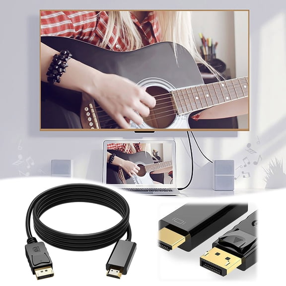 1.8m DisplayPort to Adapter 4K DP to Converter for Monitor Projector Black