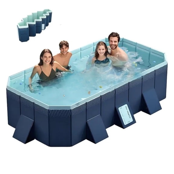 1.8m Non-Inflatable Folding PVC Pool, 900L/240GAL Large Capacity Outdoor Water Pool, Portable Foldable Swim Pool for Patio, Garden & Beach Summer Use