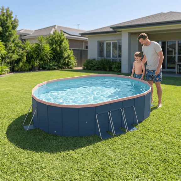 1.8m Portable PVC Folding Pool, Non-Inflatable Outdoor Backyard Swimming Pool, Collapsible Above Ground Water Play Pool for Kids and Pets, Patio Garden Yard Beach