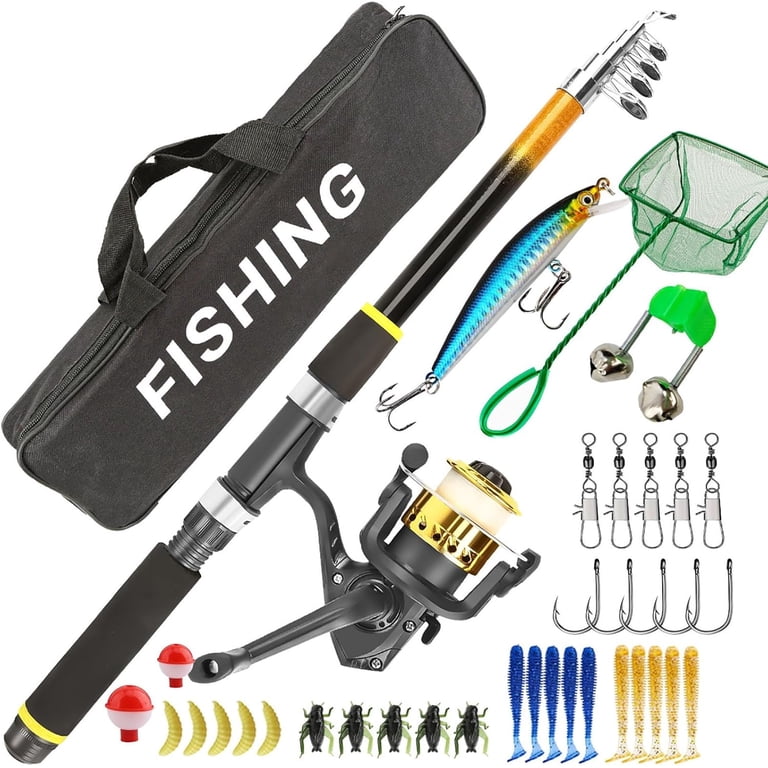 1.8m Telescopic Fishing Rod & Spinning Reel & Fishings Bag & Fishings Lure Kit, Telescopic Fishing Pole and Reel Combos for Starter Travel Saltwater ... 1.8m Telescopic Fishing Rod & Spinning Reel & Fishings Bag & Fishings Lure Kit, Telescopic Fishing Pole and Reel Combos for Starter Travel Saltwater ...