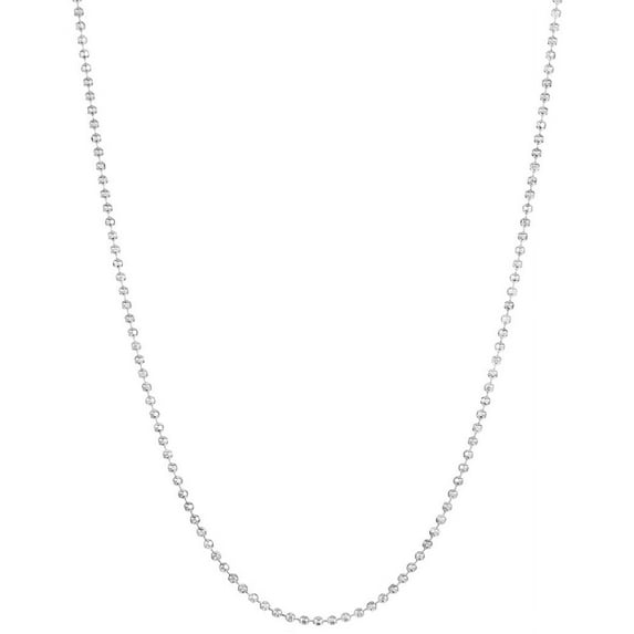 1.8mm .925 Sterling Silver Diamond-Cut Round Diamond-Cut Bead Chain Necklace, 28 inches