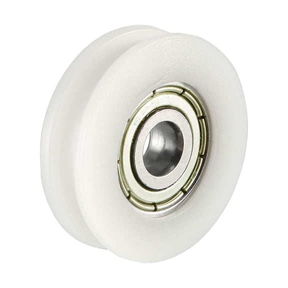 1.8mm Deep Metal V Groove Guide Bearing Pulley Rail Ball Wheel White 5x24x7mm, 4pcs