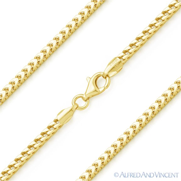 1.8mm Franco Arrow-Link Italian Chain Necklace in .925 Sterling Silver w/ 14k Yellow Gold
