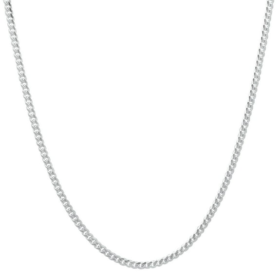 1.8mm Solid .925 Sterling Silver Flat Cuban Link Curb Chain Necklace, 30 inches