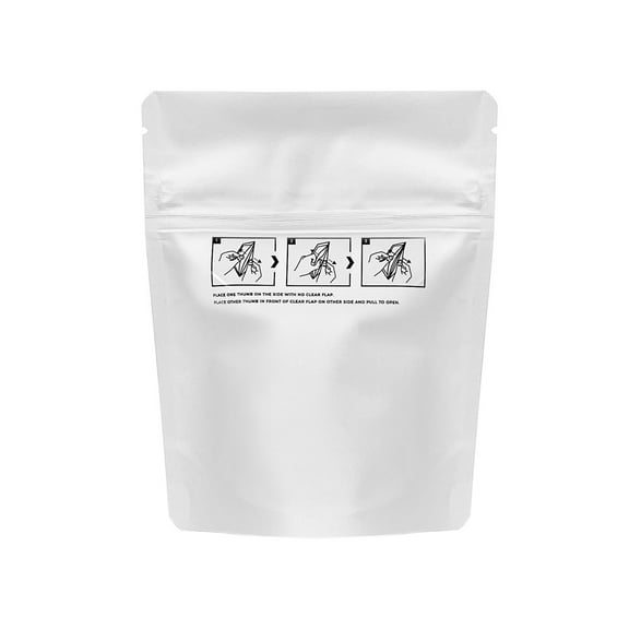 1/8oz Child Resistant Bags All White 4"X5"+2" - 1,000 Count