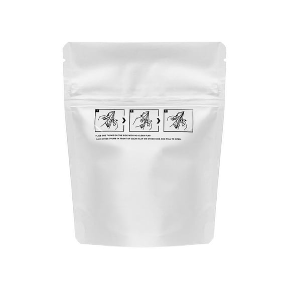 1/8oz Child Resistant Bags White/Clear  4"X5"+2"- 1,000 Count