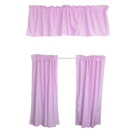 1/8th Inch Small Gingham Checkered Cotton 3 Piece Window Valance Curtain Set (17 Colors)