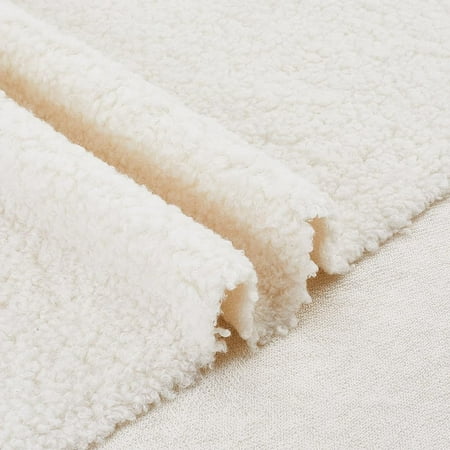 1.8x1 Yard White Solid Sherpa Plush Fleece Fabric Lambs Wool Fabrics Anti Pill Lambskin Lined Lining Material Cloth DIY Sewing Crafts Materials for Background Crafts Materials Scarf diy