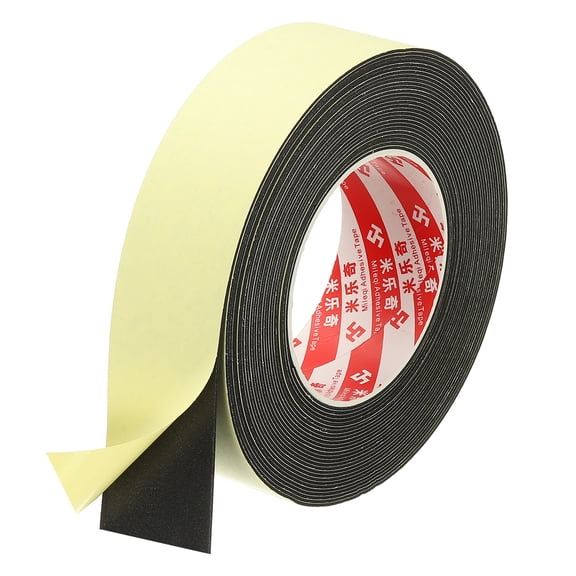 1 9/16 Inch x 33 Ft Weather Stripping Door Seal Strip, 1mm Thick EVA Self Adhesive Foam Seal Tape for Door Window Insulation, Black