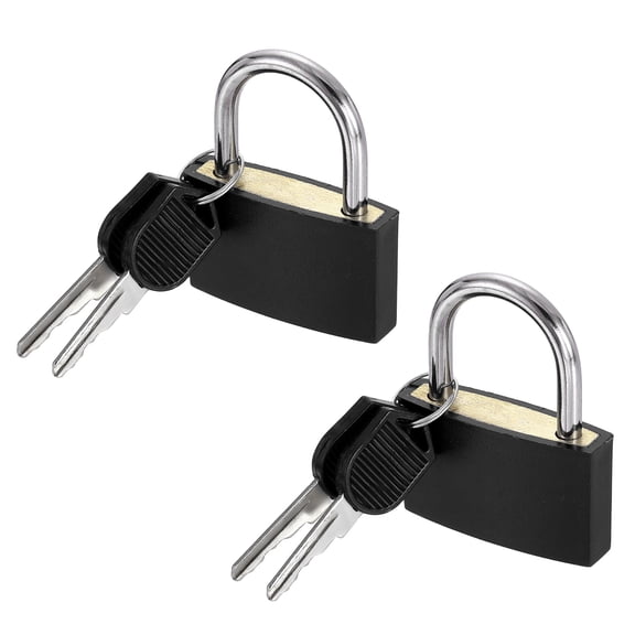 1-9/16" Small Locks with Keys 2" Length, 2Pcs Suitcase Locks ABS Covered Solid Brass Anti Rust Waterproof Mini Luggage Padlock for Backpack Gym Locker Cabinet Boxes, Black