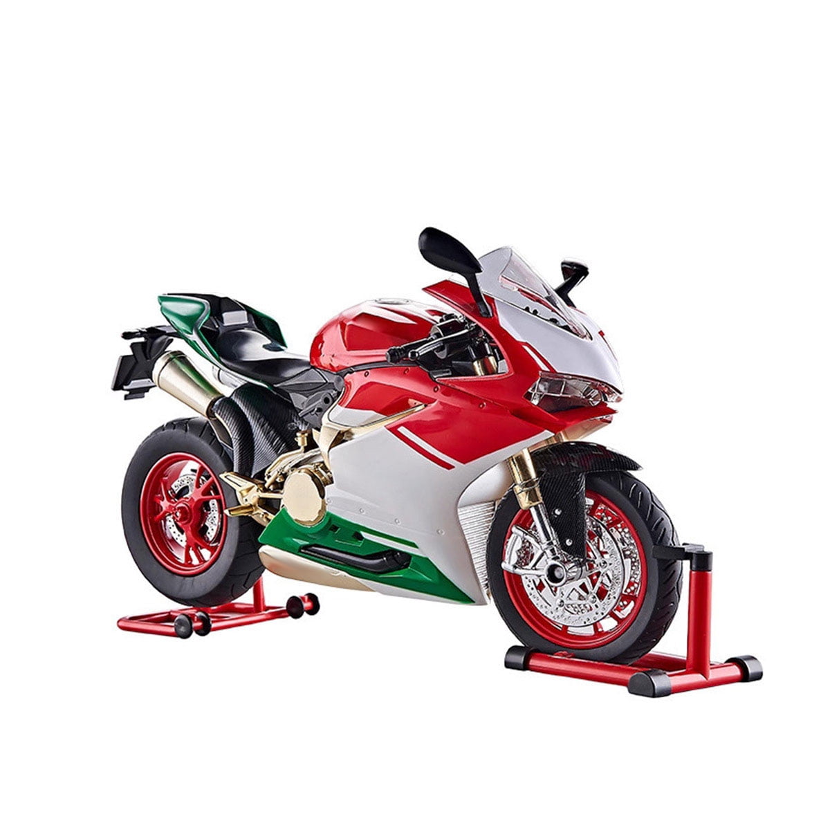 1:9 Alloy Motorcycle Model with Ignition System, Smoke Spray and Light & Sound Effects, Dynamic Motorbike for Home Display and Decoration, Idea as Gift for Adult Enthusiasts (Red)