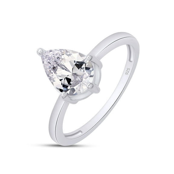AFFY 1.90CT 7X9MM Pear Shape Moissanite Diamond Solitaire Ring for Women 14K White Gold over Silver-4