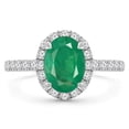 thumbnail image 1 of 1.9 CTW Oval Green Emerald 4-Prong Oval Halo Engagement Ring in 14K White Gold - Size 8, 1 of 1