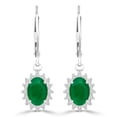 thumbnail image 1 of 1.9 CTW Oval Green Emerald Oval Halo Drop & Dangle Earrings in 14K White Gold, 1 of 1
