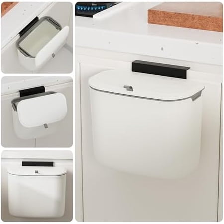 1.9 Gallon Kitchen Compost Bin Small Trash Can with Lid Under Sink Dual Installation & Triple-Seal Technology, Odorless Kitchen/Bathroom/Office Trash Can for , RV