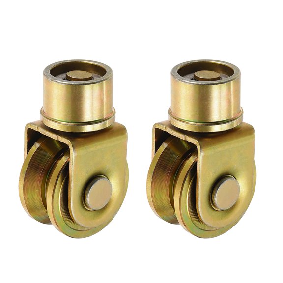 1.9 Inch Sliding Gate Wheels, 2Pack 360-Degree Rotational V Groove Caster, Gold
