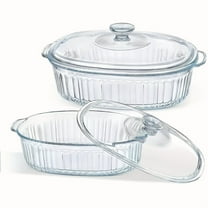 1.9 Oval Glass Casserole Dish with Glass Lid | Borosilicate Glass, Oven-Safe, Baking Dish by