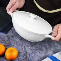 1.9 Quart White Ceramic Casserole Dish with Lids, Oven Safe Baking Set for Lasagna, Soup & More