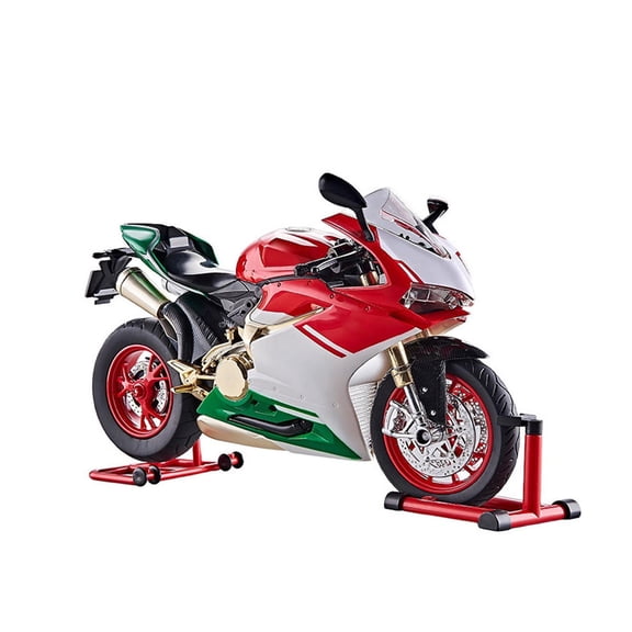 1/9 Scale Alloy Motorcycle 1299S Model with Lights, Sounds, Ignition System & Dual Exhaust Smoke Spray, Realistic Diecast Simulation Bike Collectible Gift for Motorcycle Enthusiasts, Red