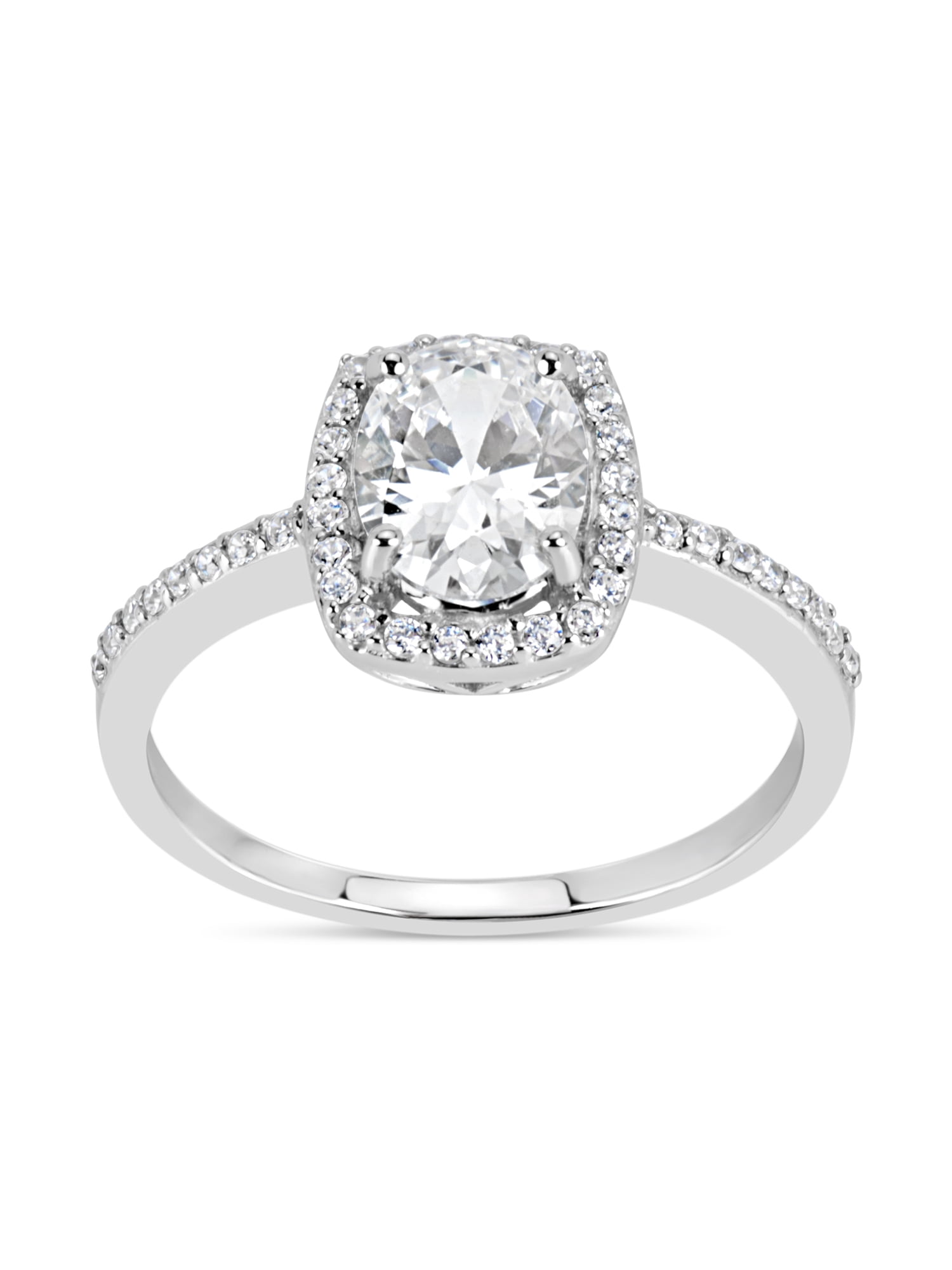 1.9 ct White Cubic Zirconia Square Shaped Halo Ring in Sterling Silver