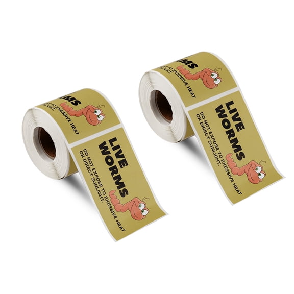 1.9"x 2.9" 200 Sticker Label Per Roll LIVE WORMS Do Not Expose to Excessive Heat or Direct Sunlight Label for Shipping and Moving, 2 PCS