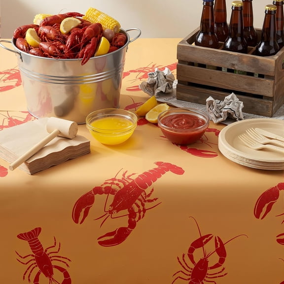 1.9 x 49 Feet Lobster Print Paper Cover Brown with Red Crawfish Print Tablecloth Southern-Themed Parties Rustic Seafood Boils and Cajun Celebrations Mardi Gras Party$$Electronics Accessories