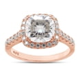 thumbnail image 1 of 1.90 ct. t.w Center 7.5MM Cushion Cut Lab Created Moissanite Diamond Solitaire Halo Engagement Ring In 14k Rose Gold Over Sterling Silver (VVS1 Clarity) Ring Size-4.5, 1 of 5