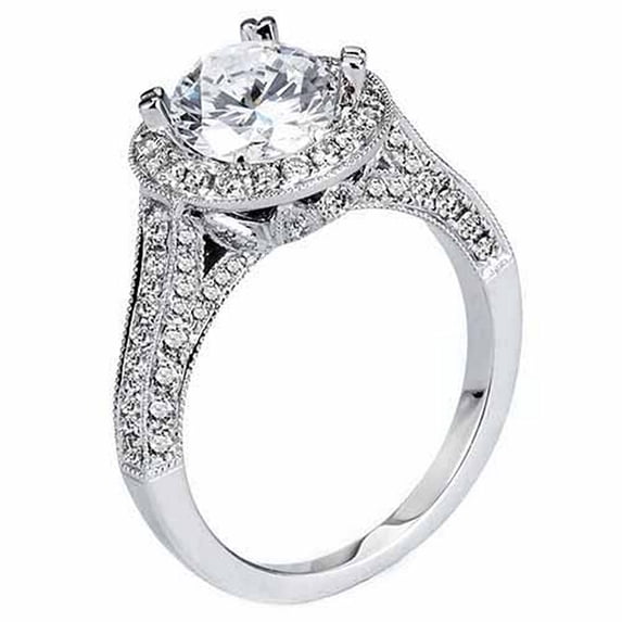 1.91 Carat Brilliant Round Cut Diamond Engagement Halo Ring