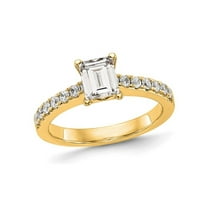 1.92 Carat (Ctw VS2, G-H) Emerald-Cut Certified Lab-Grown Diamond Engagement Ring 14K Yellow Gold for Women