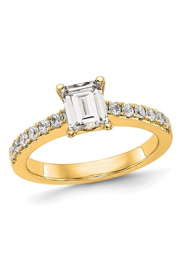1.92 Carat (Ctw VS2, G-H) Emerald-Cut Certified Lab-Grown Diamond Engagement Ring 14K Yellow Gold for Women